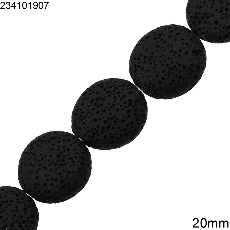 Χάνδρες Λάβα Στρογγυλό 25mm, Μαύρο