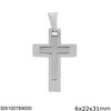 Stainless Steel Pendant Double Cross 6x22x31mm