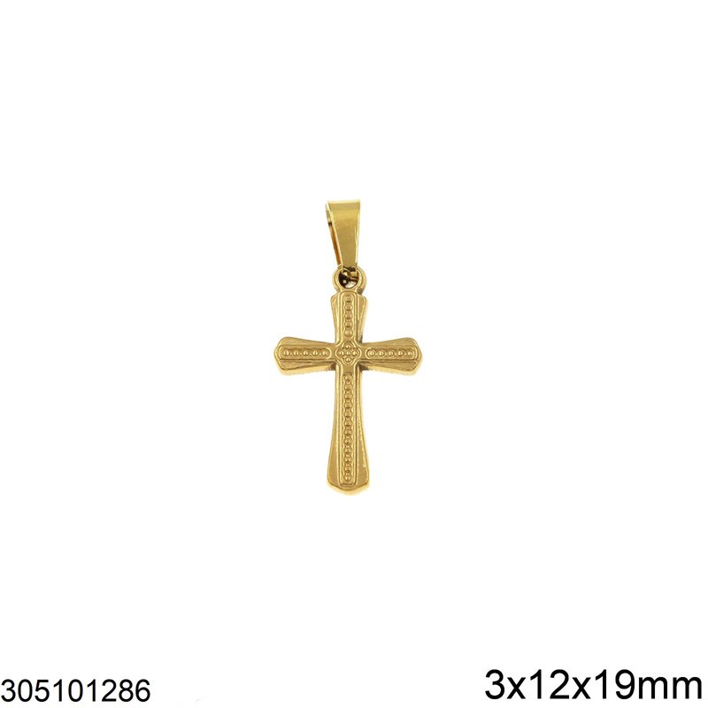 Stainless Steel Pendant Cross with Ball Textured 3x12x19mm