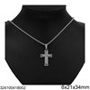 Stainless Steel Necklace Cross 6x26x40mm 