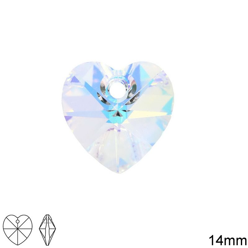 Μενταγιόν Κρύσταλο Καρδιά ΜΧΜ 14mm, Preciosa