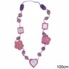 Felt Necklace with Heart & Flowers 100cm