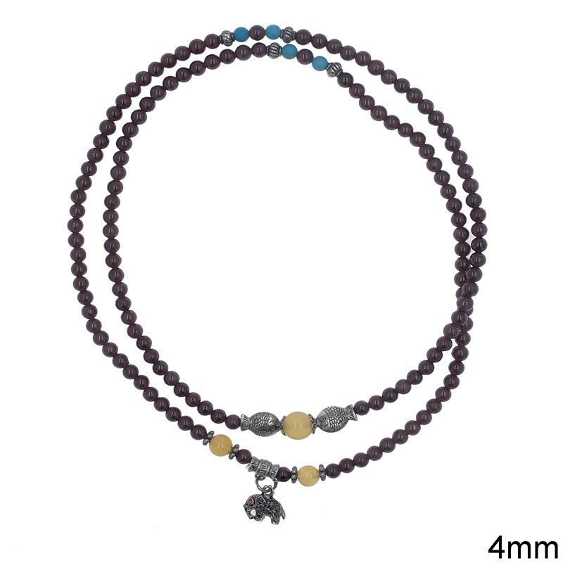 Garnet Beads Necklace 4mm