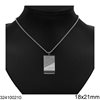 Stainless Steel Necklace Venetian Box Chain 2mm with Plate 18x21mm