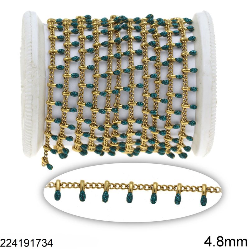 Stainless Steel Chain Vertical Bar with Enamel 4.8mm
