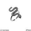 Silver 925 Ring Snake with Stones 27mm