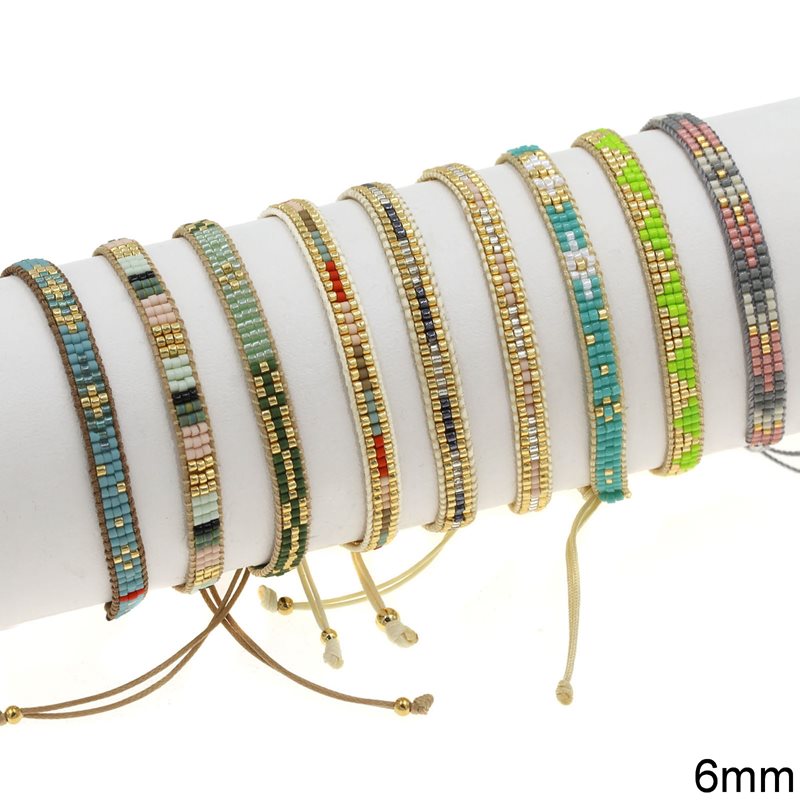 Bracelet with Miyuki Beads 3-Line 6mm and Macrame Knot Clasp