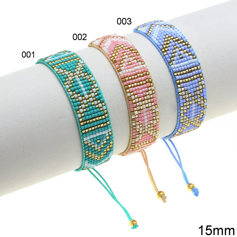 Bracelet with Miyuki Beads 9-Line 15mm and Macrame Knot Clasp