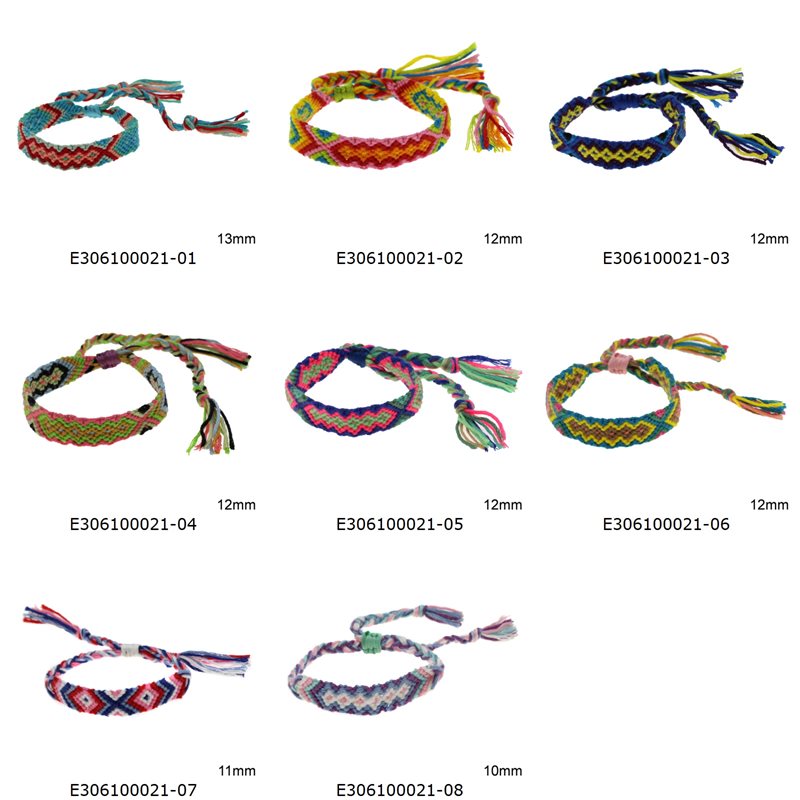 Bracelet Braided Cord Multicolor 10-13mm with Macrame Knot Clasp