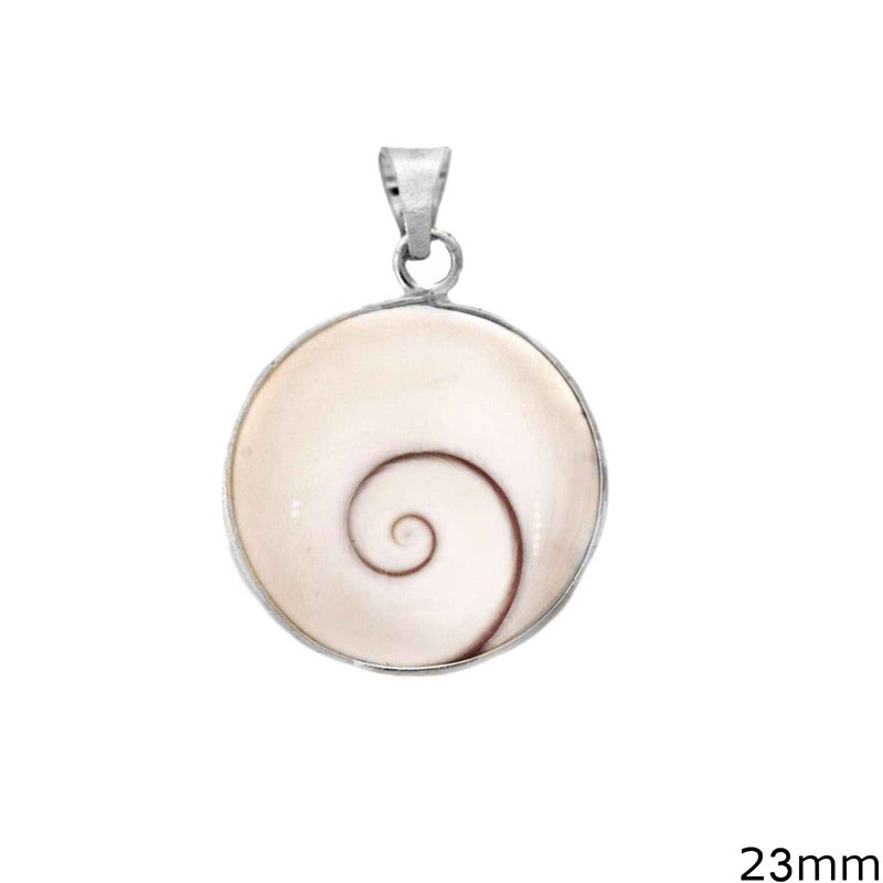 Silver 925 Round Pendant with Shiva's Eye 23mm
