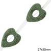 Lava Heart Beads 27x30mm, Green