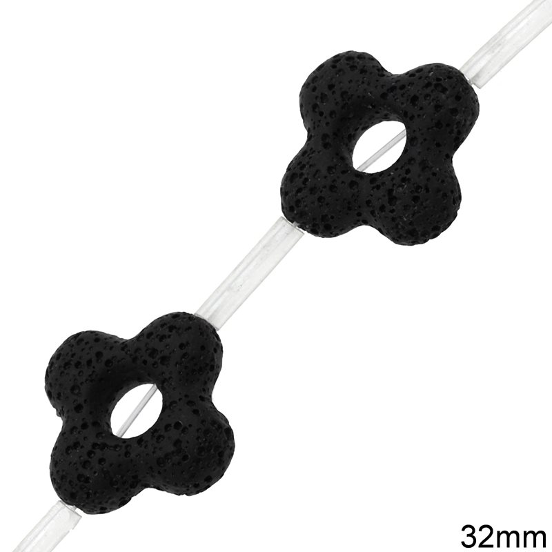 Lava Daisy Beads 32mm, Black