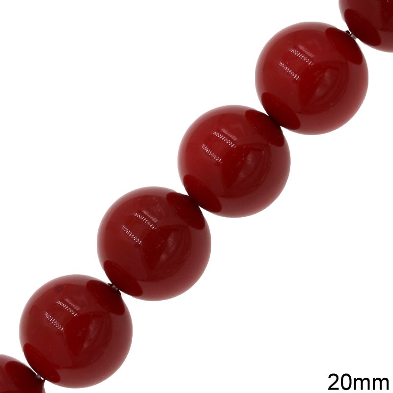 Shell Round Beads 20mm, Red