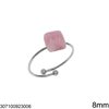Stainless Steel Ring with Square Semi Precious Stone 8mm