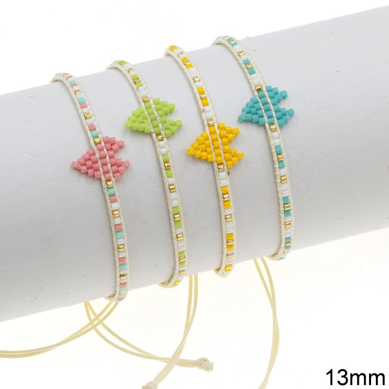 Bracelet with Miyuki Beads Heart 13mm and Macrame Knot Clasp