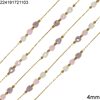 Stainless Steel Chain with Pearshape Faceted Glass Beads 4mm