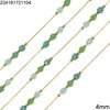 Stainless Steel Chain with Pearshape Faceted Glass Beads 4mm
