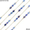 Stainless Steel Chain with Pearshape Faceted Glass Beads 4mm