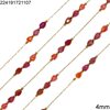 Stainless Steel Chain with Pearshape Faceted Glass Beads 4mm