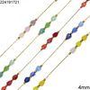 Stainless Steel Chain with Pearshape Faceted Glass Beads 4mm