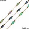 Stainless Steel Chain with Navette Glass Beads 8x4.5mm