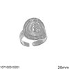 Silver 925  Ring Coin with Meander 20mm