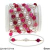 Stainless Steel Chain with Round Beads 6mm & Pearls 3-6mm