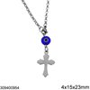Stainless Steel Car Amulet Cross 4x15x23mm with Evil Eye,12-14cm