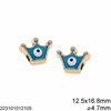 CCB Evil Eye Bead Crown 12.5x16.8mm with Enamel Two Sided and Hole 4.7mm