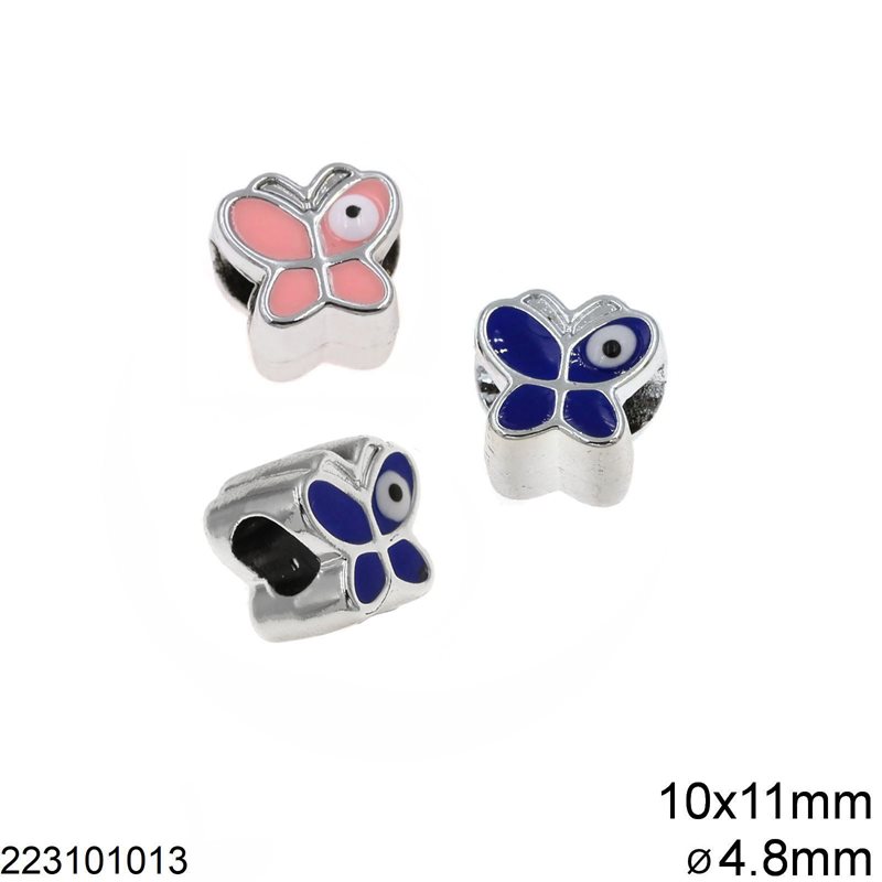 Χάνδρα CCB Πεταλούδα με Σμάλτο Διπλής Όψης 10x11mm και Τρύπα 4.8mm 