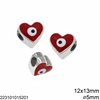 CCB Heart Evil Eye Bead 12x13mm with Enamel Two Sided and Hole 5mm