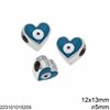 CCB Heart Evil Eye Bead 12x13mm with Enamel Two Sided and Hole 5mm