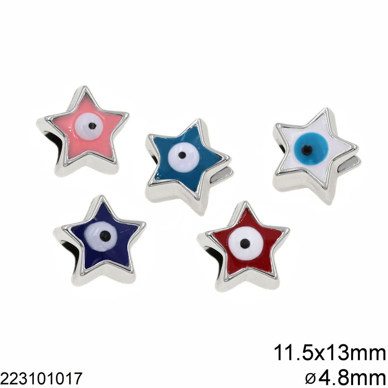 CCB Star Evil Eye Bead 11.5x13mm with Enamel and Hole 4.8mm