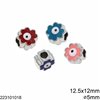 CCB Flower Evil Eye Bead 12.5x12mm with Enamel Two Sided and Hole 5mm