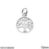 Silver 925 Spacer & Pendant Circle with Tree of Life 10mm