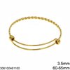 Stainless Steel Bangle Bracelet with Braided Flat Wire 3.5mm Adjustable 60-65mm