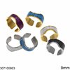 Stainless Steel Wavy Ring with Enamel 9mm