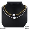 Stainless Steel Oval Ball Chain Necklace with Acrylic Pearl