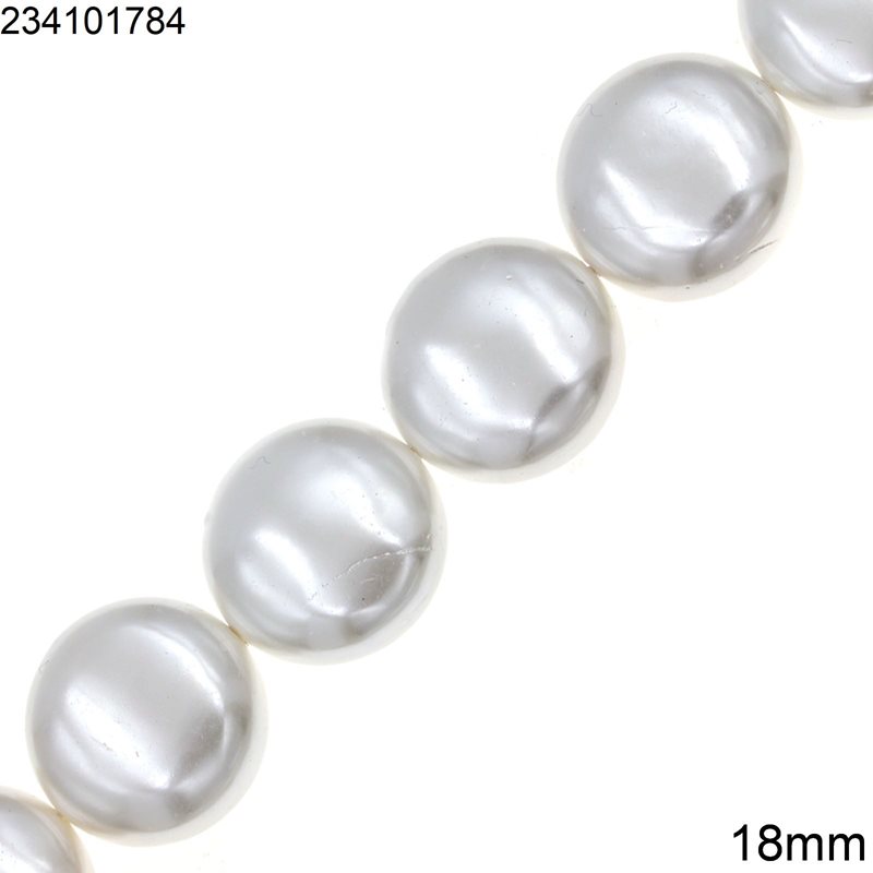 Shell Disk Beads Pearl Coated 18mm