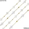 Stainless Steel Chain with Shell Cross 6-8mm and Round Beads