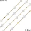 Stainless Steel Chain with Shell Cross 7-8mm and Round Beads