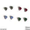 Silver 925 Stud Triangle Earings 12mm with Stone 10mm