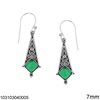 Silver 925 Hook Earrings with Hanging Lacy and Rumbus Semi Precious Stones 7mm