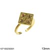 Silver 925 Ring Byzantine Square 13mm with Stones