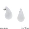 Stainless Steel Pearshape Stud Earrings 31x17mm
