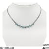Stainless Steel Herringbone Chain Necklace 3mm with Semi Precious Stones