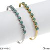 Stainless Steel Herringbone Chain Bracelet with Semi Precious Stones