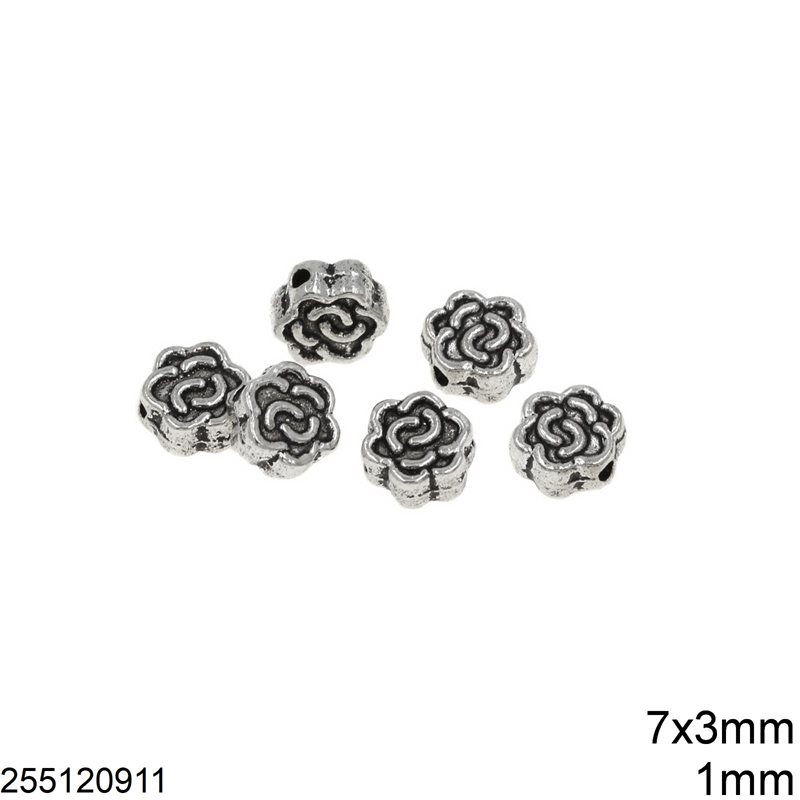 Casting Rose Bead 7x3mm with Hole 1mm