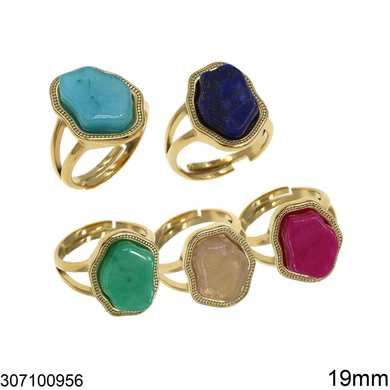 Stainless Steel Ring with Semi Precious Stone 19mm