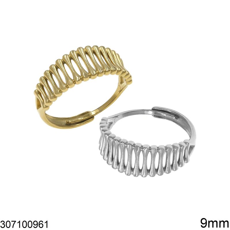 Δαχτυλίδι Ατσάλινο Μπάρες Μπαμπού 9mm